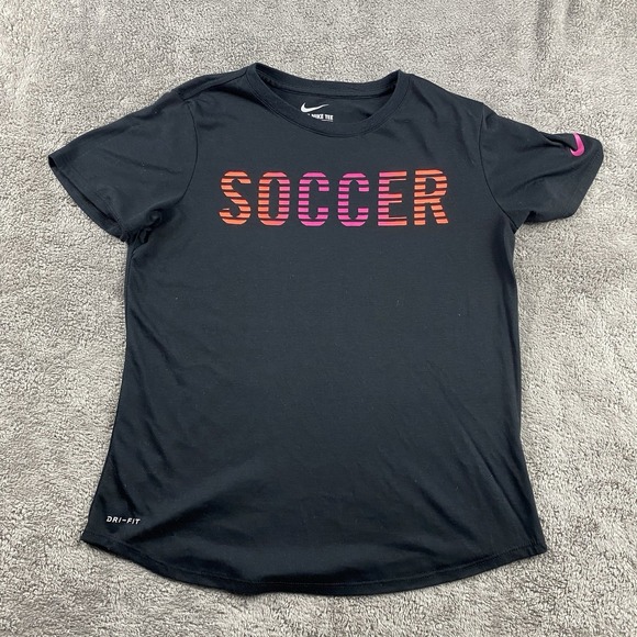 The Nike Tee Athletic Cut Shirt Womens Medium Black Dri-Fit - Picture 1 of 13